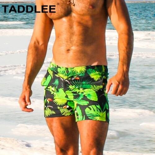 Taddlee Brand Sexy Mens Swimwear Swimming Boxer Briefs Bikini Surfing Trunks Shorts Swimsuits for Men Boardshorts with Pockets