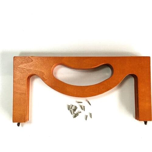 One Piece 25cm Solid Wood Purse Frame Natural Wood Diy Handbag Accessories Metal Bag Clasp Handmade Screws With Hole Sewing Slot