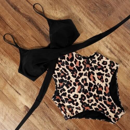 One Piece Swimsuit Women Leopard Plus Size Swimwear Women 2021 Bandage Swimming Suit Sexy Summer Beachwear Female Monokini