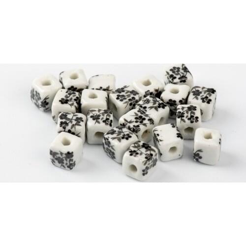 Square Shape Flower Porcelain Bead For Jewelry Making Promotion For earrings making Quality Ceramics beads 20pieces/lot #A111B