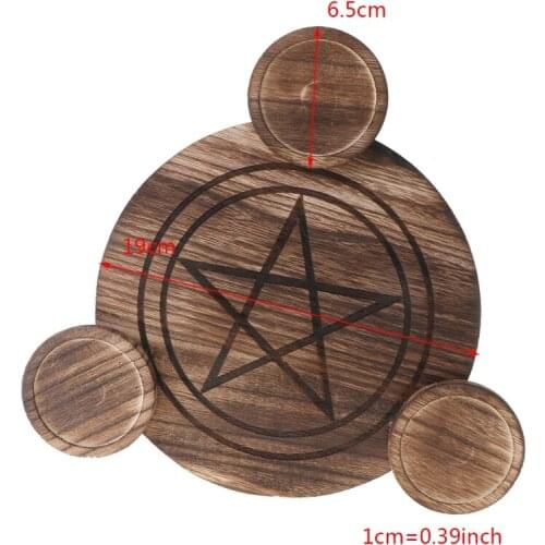 Wooden Candle Holder Table Ornaments Astrology Pentacle Altar Plate Divination Magic Candlestick