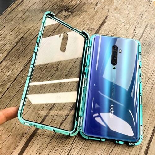 Double-sided Magnetic 360 Protect Case For For Oppo Reno 2 10x zoom A7 A9 A8 F9 F11 Reno Z Pro Tempered Glass Metal Cover