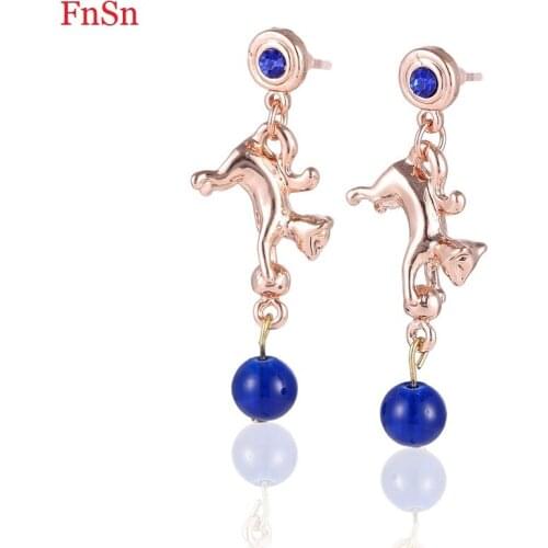 Fnsn Brand Jewelry Crystal Dangle Earrings For Women Gold Colour Animal Earring Zinc Alloy Multi-color Earrings Hot wholesale