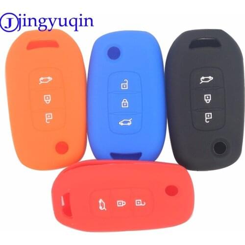 Jingyuqin 10ps Silicone Remote flip Car Key Case Cover For Renault Megane 3 Buttons protect Holder Accessories