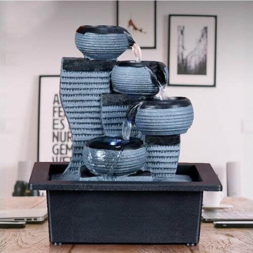 Resin Rockery Indoor Fountain Waterfall Feng Shui Desktop Waterscape Office Table Ornaments Crafts Home Decoration Accessories