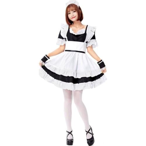 Zhomecos Roromiya Karuta Lolita Maid Dress Costumes Cosplay Suit for Girls Woman Waitress Maid Party Stage Costumes