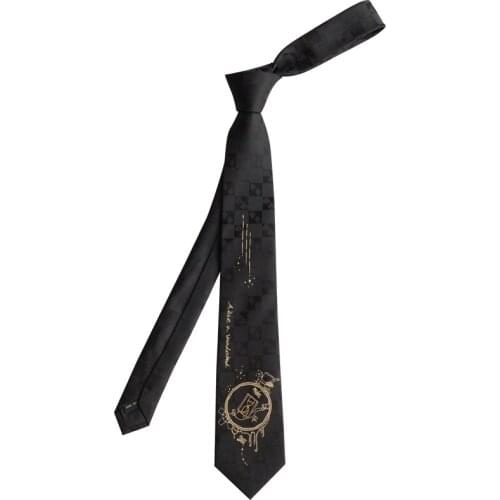 Rabbit drift bottle black gold stamping Embroidery Hand cut party Creative neck tie Cravate Nó no pescoço галстук width :7cm DX