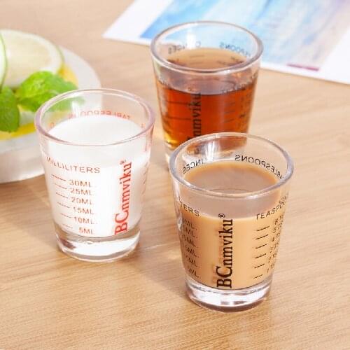 30ml 45ml Round Espresso Ounce Cup Double Scale Thickened Transparent High Temperature Coffee Measuring Cup Kitchen Bar Supplies