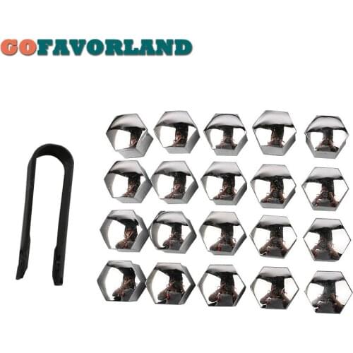 20Pcs Silver Wheel Lug Nut Cover Cap17mm+Removal Tool Set 321601173A For Volkswagen Passat For Audi For Skoda For Seat