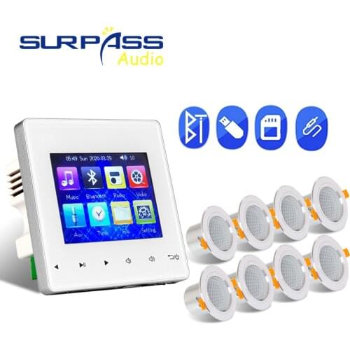 Smart Home 3.5 Inch HD Screen Wall Amplifier Audio System 3 Inch Dustproof Coxial Ceiling Speaker Player Set with FM/TF Card/USB