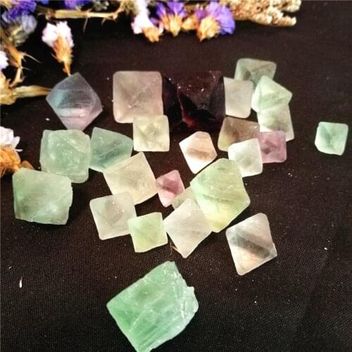 Natural Minerals Octahedral Colorful Green Purple Fluorite Raw Gemstones Jewelry Beads Healing Quartz Crystal Chips