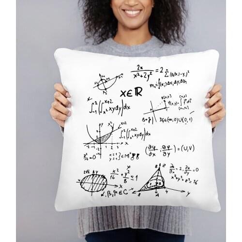 Math Graphic Print Pillowcase Mathematics White Cushion Cover Home Decor Sofa Bedroom Nordic Fashion Decorative Throw Pillows