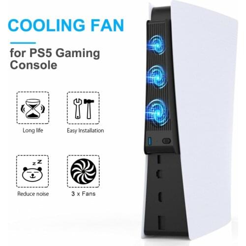 For PS5 Cooling Fan USB Cooler With 3 Cooling Fans For PlayStation 5 / 5 Digital Edition Game Console Accessories For PS5 fan