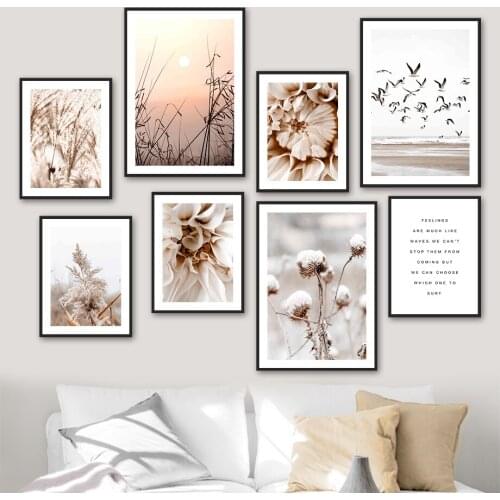 Reed Dahlia Seagull Beach Dandelion Sun Wall Art Canvas Painting Nordic Posters And Prints Wall Pictures For Living Room Decor