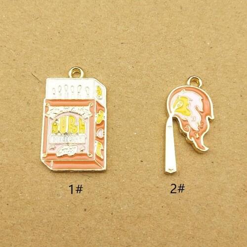 10pcs matches and matchbox enamel charm for jewelry making earring pendant bracelet necklace charms diy design charms