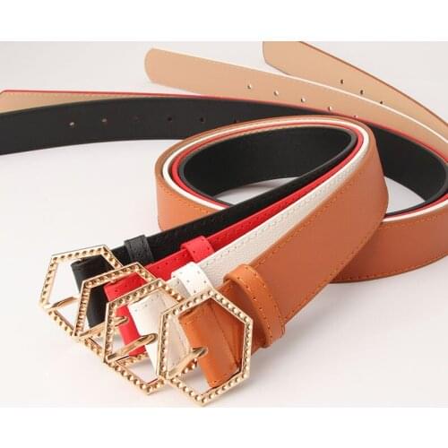 New Gold Buckle Female Belts HOT Leisure Jeans Wild Luxury Straps Metal Pin Buckle Fashion Leather Belt Women Designer Waistband