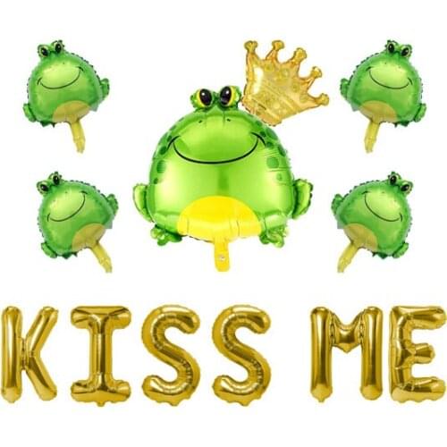 Kiss Me Frog Prince Mylar Foil Balloons Love Valentines Day Birthday Party Decoration Supply Mylar Foil Helium Balloon