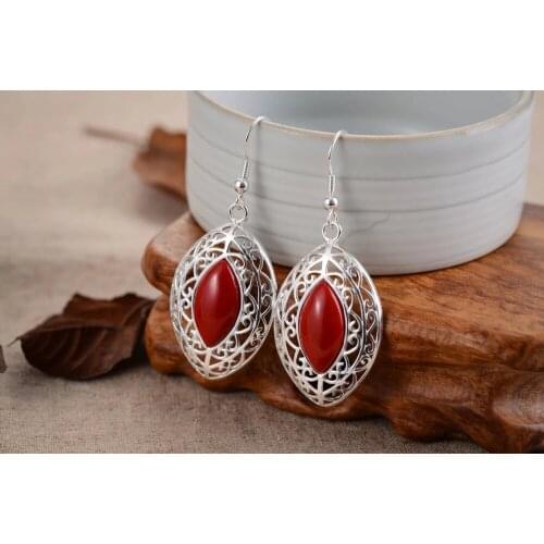 Brinco wedding brincos moda pendientes earring gem Marcasite Sterling 925 Dangle Earrings Jewelry