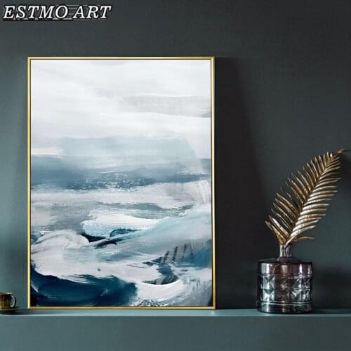 Blue and White Ocean Canvas Painting 3PCS Posters and Prints Luxury Living Room Wall Home Decor Picture Abstract Art Landscape