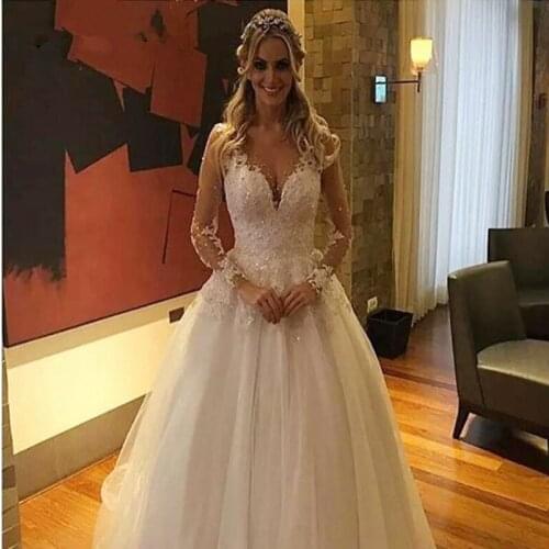 New Arrival Long sleeve wedding dresses 2019 Luxury wedding gowns casamento Abiti da sposa trouwjurk Lace Bride Wedding dress