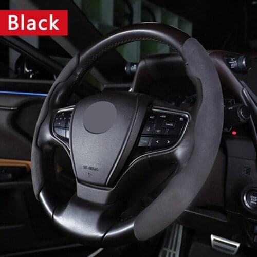 TAJIAN 38CM Car Steering Wheel Cover Faux Fur Cover Imported Suede 4-Seasons Anti Slip Interior Universal Accessories