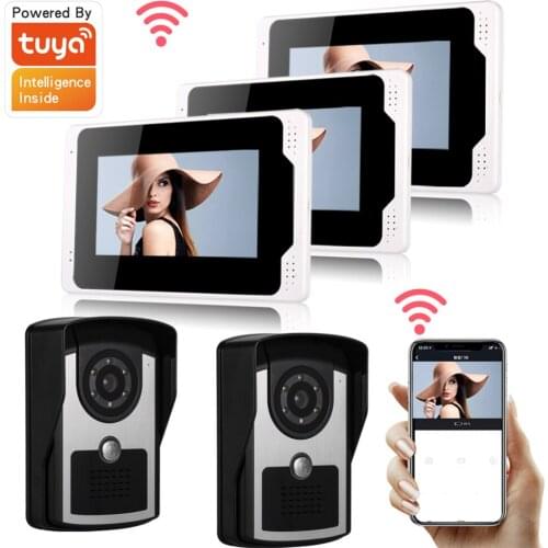 Tuya APP control wifi video intercom doorbell system Smart video doorphone wireless 7" HD wired video door phone camera