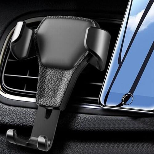 Universal 9.5*8cm Gravity Car Phone Holder Car Air Vent Leather Mount Stand for Cell Phone GPS