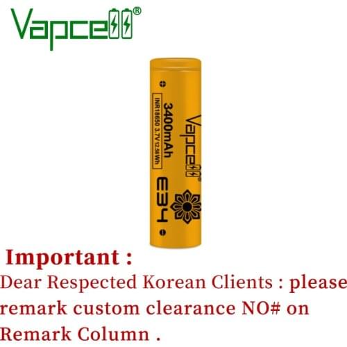 Vapcell Original INR 18650 E34 3400mah 10A/25A 3.7V Rechargeable Li Ion Battery Batteries Cells For Flashlight Power Tools