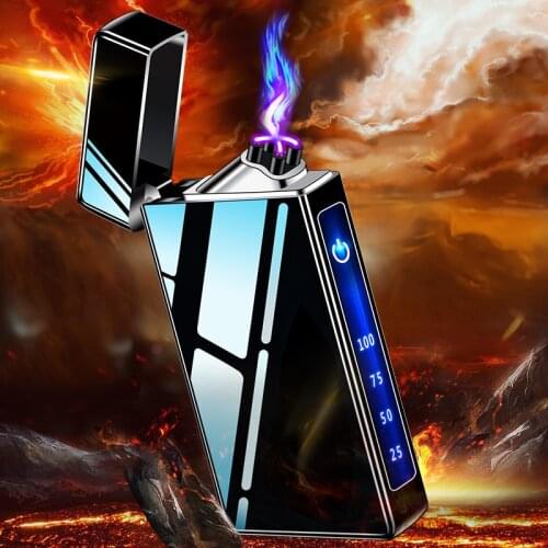 New Double Arc Windproof Lighter Fingerprint Induction Lighter Flameless Electric Lighter Type C Electronic Lighter Gift For Man