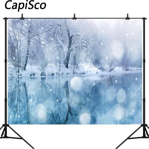 Capisco Winter Snow Forest Trees Frozen Ice River Scene Photography Backgrounds Vinyl Backdrops Props For Photo Studio