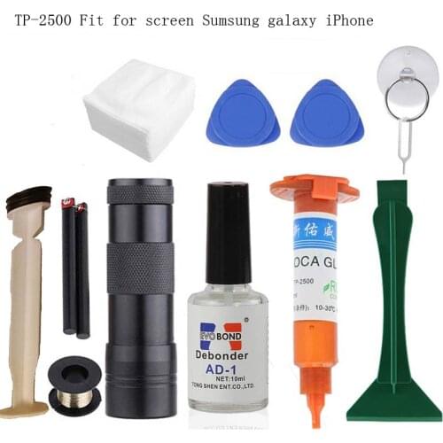 High Quality Original TP-2500 LOCA UV liquid optical clear adhesive uv glue for touch screen sumsung galaxy iPhone+opener