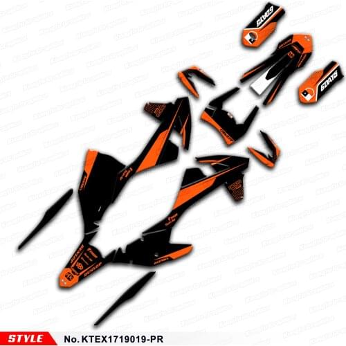 Aftermarket Printed Adhesives Vinyl MX Sticker for 125 150 250 300 350 450 500 EXC EXC-F XCW 17 to 19, Style No.KTEX1719019-PR