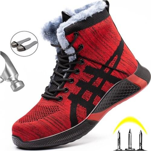 Safety Work Boots Men Winter Boots Indestructible Work Shoes Men Steel Toe Safety Shoes Puncture Proof Work Sneakers Warm Boots