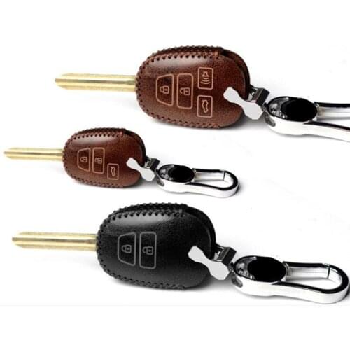 Genuine Leather 2/3/4 Button Remote Key Fob Protector Case Cover For Toyota Innova Fortuner Vios Wish Prado