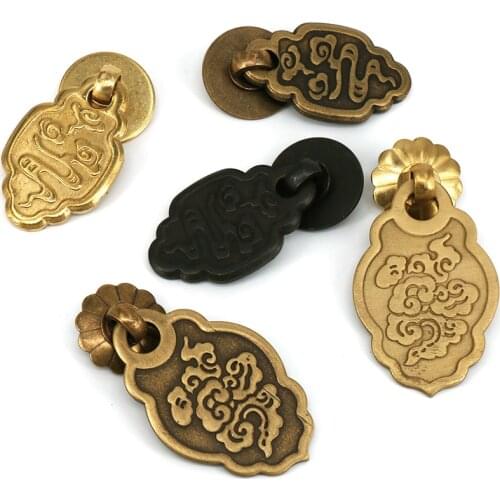 1PC Vintage Embossed Hanging Tag Pulls Solid Kitchen Cupboard Handle Drawer Knobs Furniture Handle