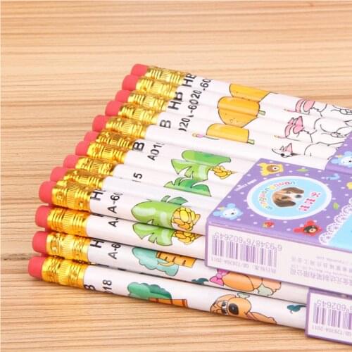 10pcs high quality wooden pencil cartoon small animal HB pencil professional school writing supplies