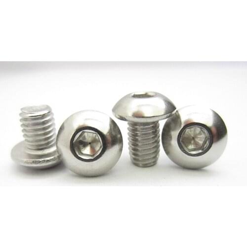 100Pcs M2*(3/4/5/6/8/10/12)mm ISO7380 Stainless Steel 304 Round Head Hex Mushroom Socket Screws