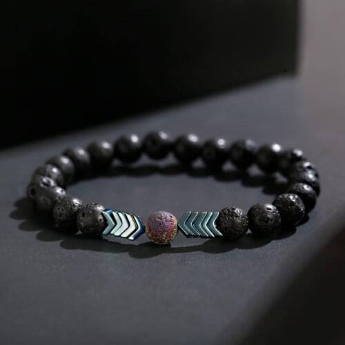 2020 Yoga Arrow Hematite Beads Bracelets Bangle Men Lava Stone Essential Oil Diffuser Bracelet For Women
