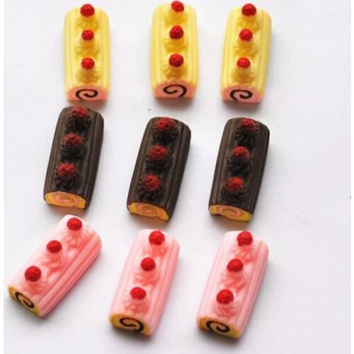 30pcs For Scrapbooking Phone Case DIY Decoration 20*10mm Miniature Artificial Cute Resin Cabochon Cake