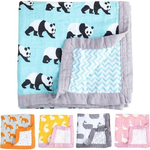 Muslinlife Custom Design 4 Layers Baby Blanket Thick Autumn Winter Soft Cute Baby Blanket Organic Cotton Swaddle Blanket