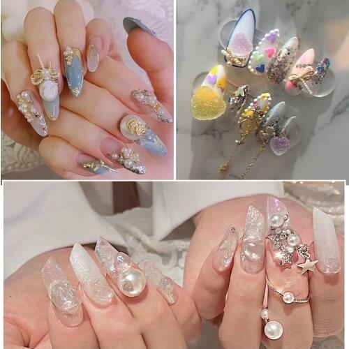 5pcs 3D Alloy Nail Jewelry Luxury Crystal Rhinestone Zircon Bowknot Flower Love Pentagram Nail Diamond Accessories