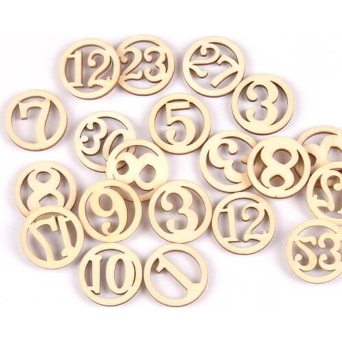 50pcs 1-30 Random mix number Natural wooden Scrapbooking Carft for Home decoration diy Handmade 25mm MT1780