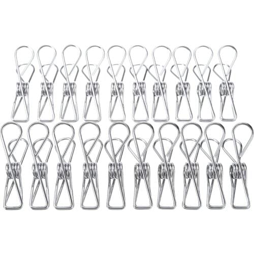 60PCS Stainless Steel Clothes Pegs Hanging Clip Pins Laundry Windproof Clamp Household Clothespin Holders Clothing Clamps