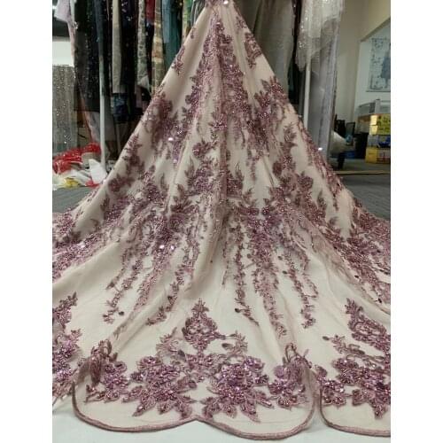 African Lace Fabric High Quality Lace With Beaded SYJ-588686 Nigerian Lace fabrics For Wedding French Tulle Lace Fabric