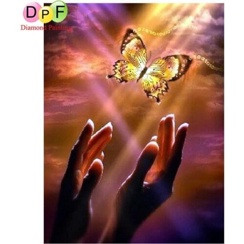 DPF 5D Diamond Painting Diy square Full Cross-stitch Butterfly in hand Diamond Painting Embroidery Mosaic home decor painting