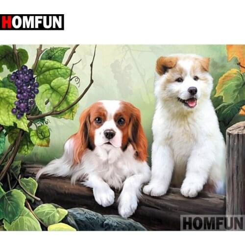 HOMFUN Full Square/Round Drill 5D DIY Diamond Painting "Animal dog flower" 3D Embroidery Cross Stitch 5D Home Decor gift A17206