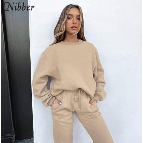 Nibber Basic Sport ​Womans 2Two Piece Pullover + Lace-Up Trousers Jogger Comfort Sportswear Tracksuit Hot Wholesale Items