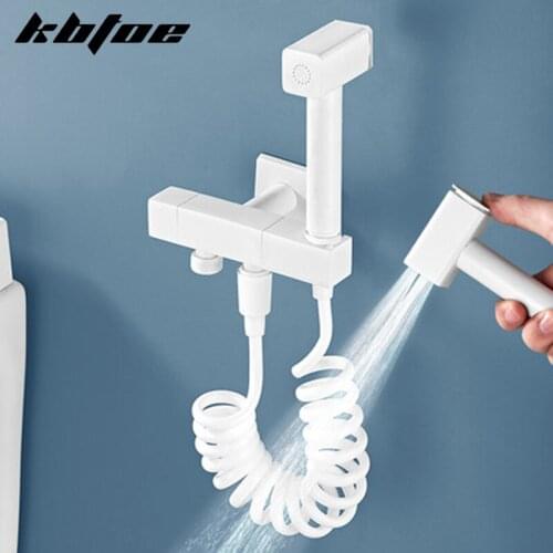 White toilet spray gun mop pool faucet bidet copper pressure nozzle toilet household companion flusher