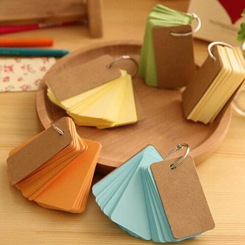 230 sheets Creative Candy Color Buckle Binder Notes Portable Flash Cards Memo Pads Cute Stationery DIY Blank Card