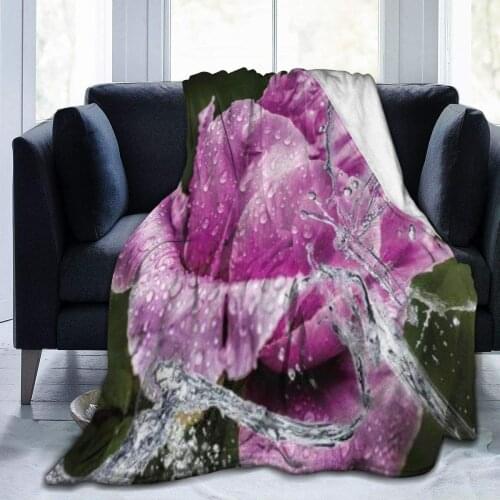 Throw Blanket for Kids Teens Adults Lightweight Soft Warm Dew Plant Flower Nature Water Floral Microfiber All Season Living